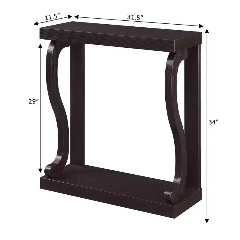 Console rectangulaire avec étagère, marron