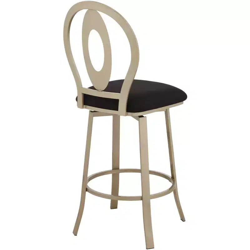 Mid-Century Modern Upholstered Barstool with Metal Frame
