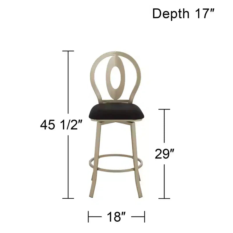 Mid-Century Modern Upholstered Barstool with Metal Frame