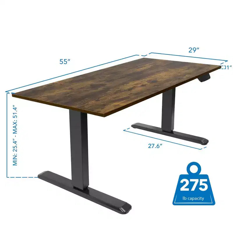 Dual Motor Electric Sit-Stand Desk with Tabletop - Black / Oak
